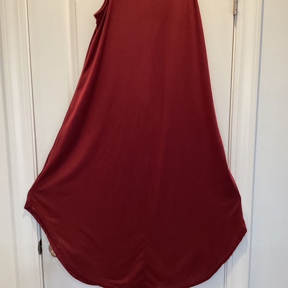Elegant Spaghetti Strap Sundress ( Color: Burgundy)(Size: XXL)
